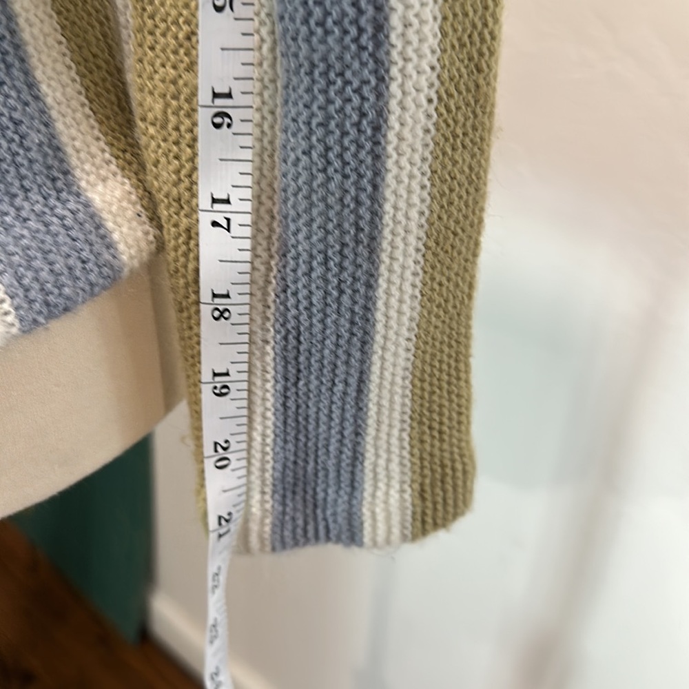 Vintage cardigan sweater, no tags, striped blue and green - Picture 5 of 8